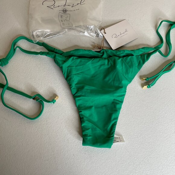 New Rio de Sol Green String Bikini Bottom Tambourine Ibiza for Size M / L - Picture 5 of 12